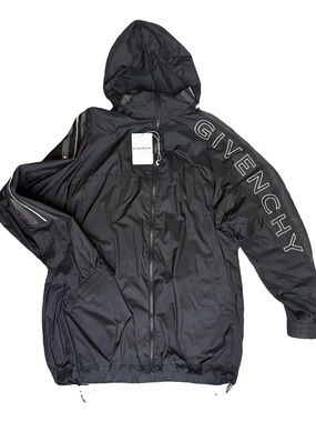 Givenchy Black Hooded Logo Windbreaker Jacket